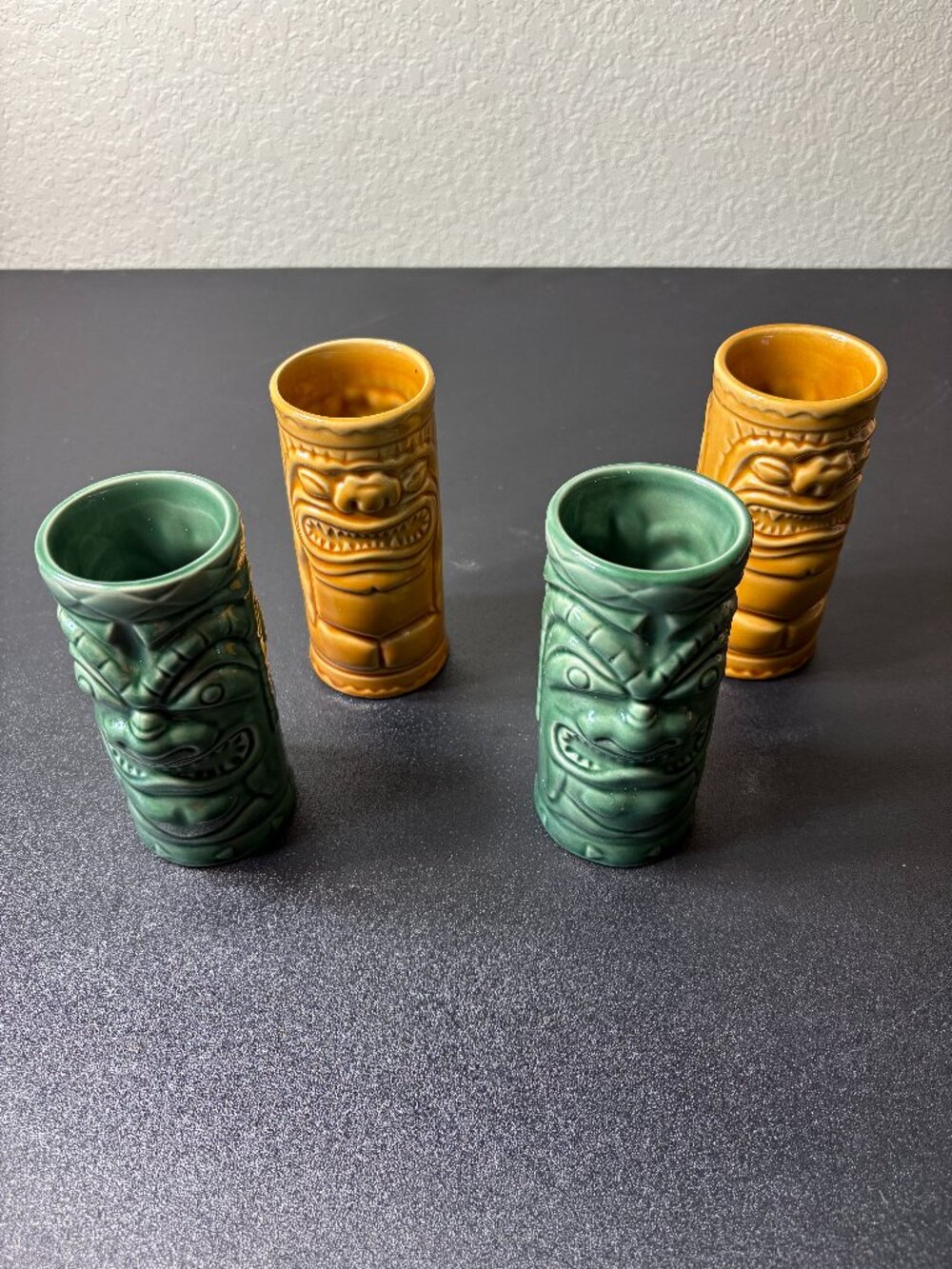 4 Vintage Tiki Hawaiian Ceramic cups by Accoutrements
